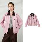 Floral-Motif Contrast-Collar Jacket