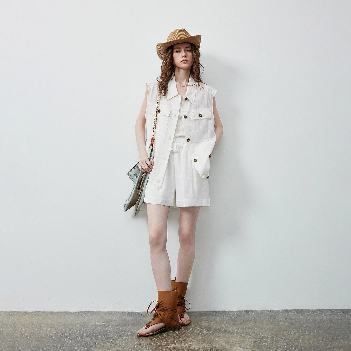 Buttoned Vest and Shorts Set
