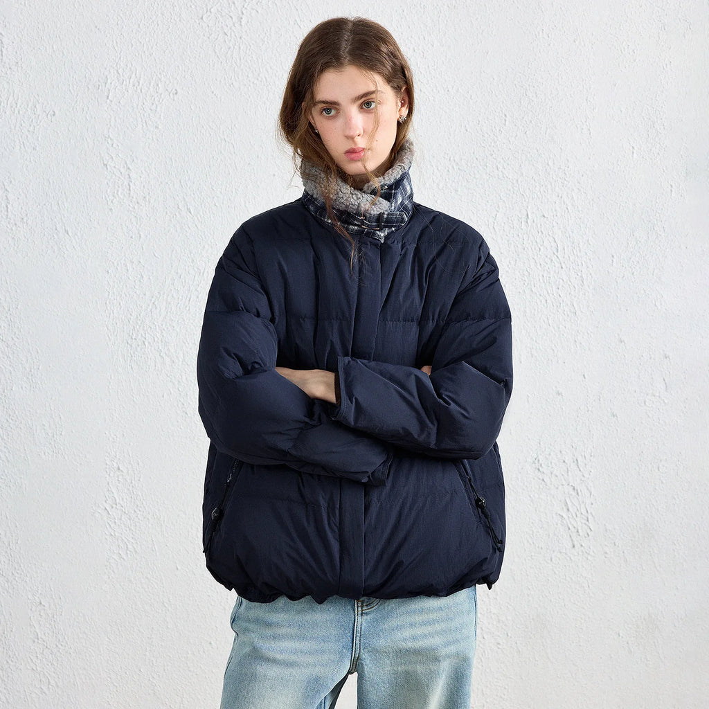 Textured-Collar Puffer Jacket