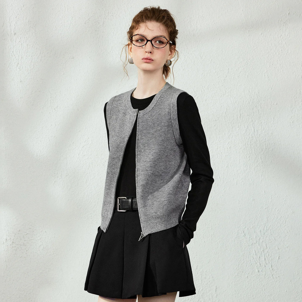Zip-Front Knit Vest