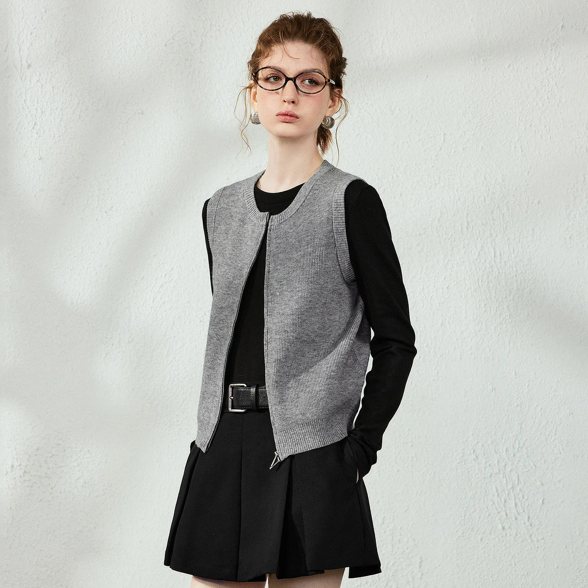 Zip-Front Knit Vest