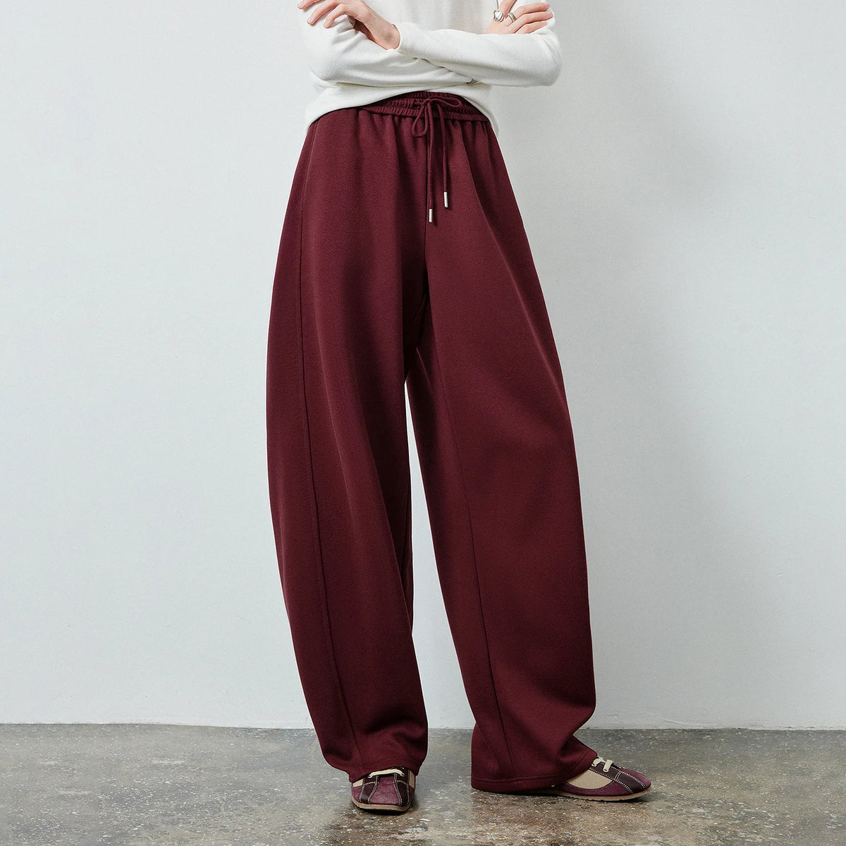 Drawstring Curved-Leg Pants