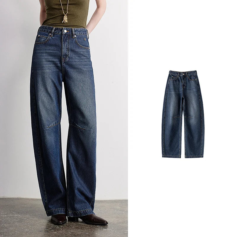 Seamed Barrel-Leg Jeans
