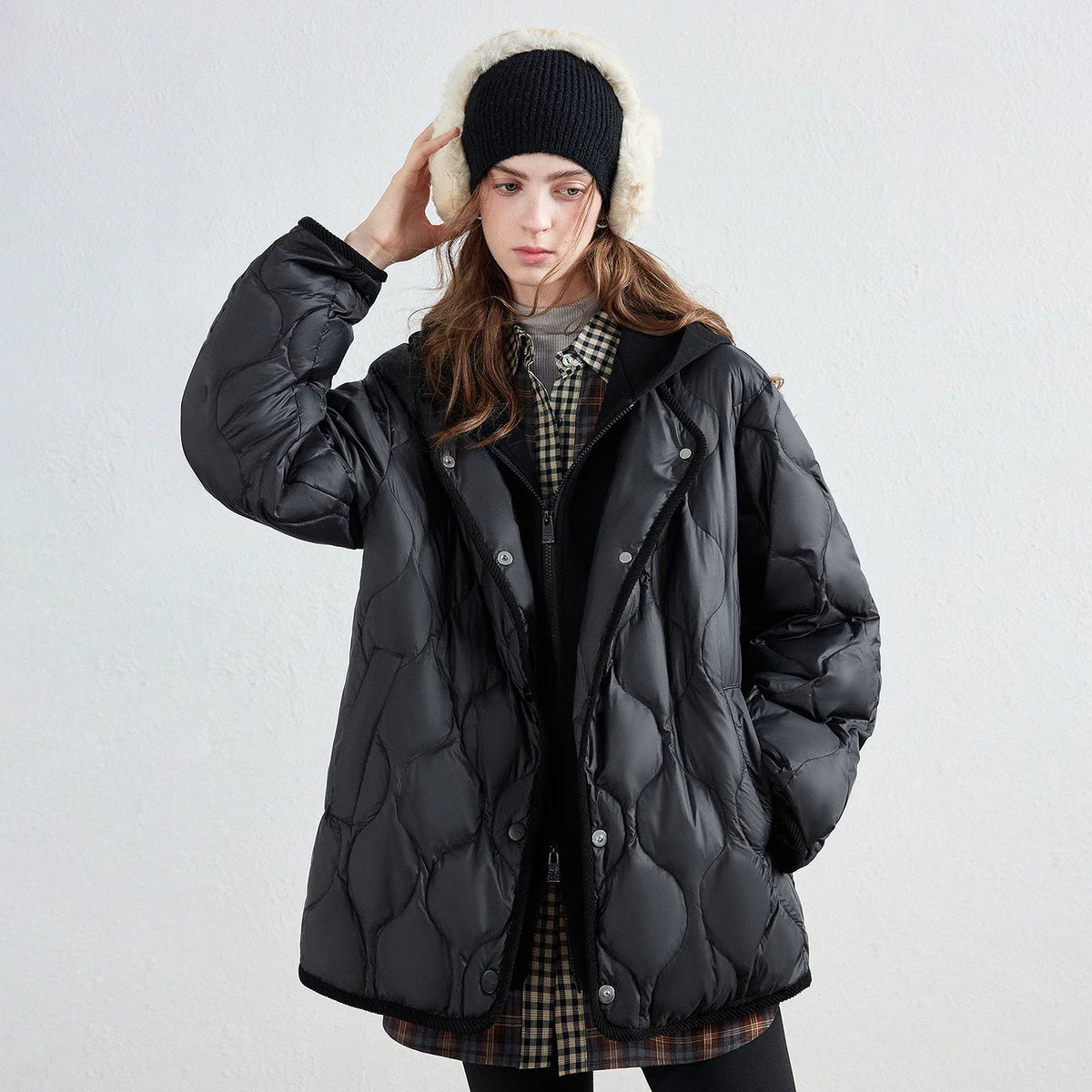 Contrast-Trim Quilted Jacket