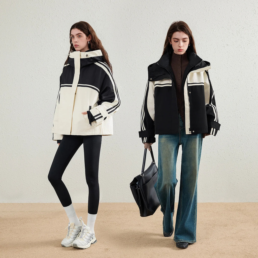 Colorblock Hooded Jacket with Quilted Liner