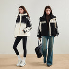 Colorblock Hooded Jacket with Quilted Liner
