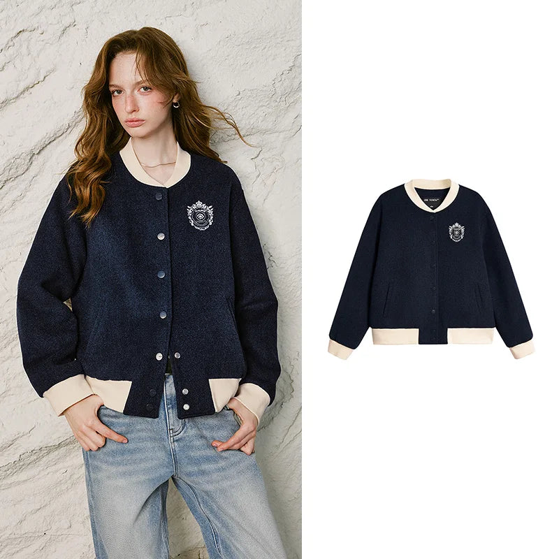 Badge-Detail Varsity Jacket