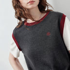 Layered-Look Contrast-Trim Knit Tee