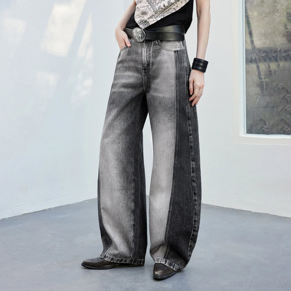 Faded Barrel-Leg Jeans