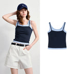 Contrast-Trim Square-Neck Tank Top