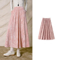 Textured Floral Midi Skirt