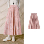 Textured Floral Midi Skirt