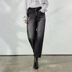 Washed Cropped Tapered Jeans