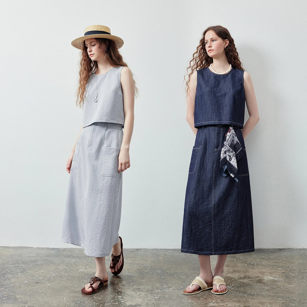 Sleeveless Top and Midi Skirt Set