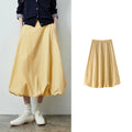 Gathered Bubble-Hem Midi Skirt