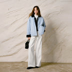 Contrast-Collar Quilted Jacket