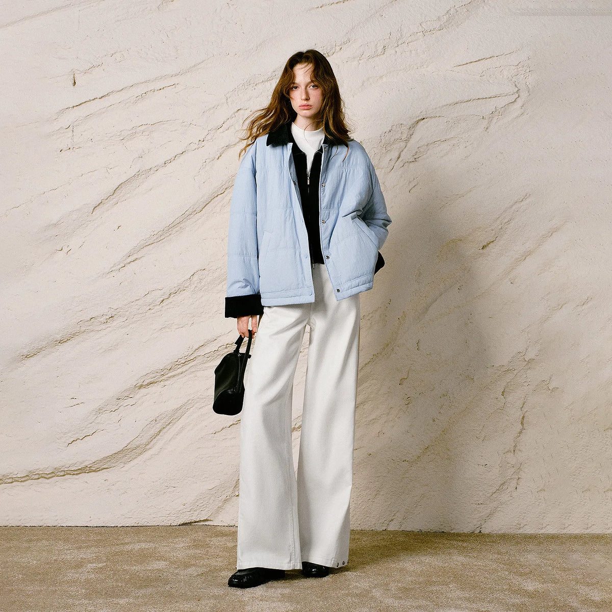 Contrast-Collar Quilted Jacket