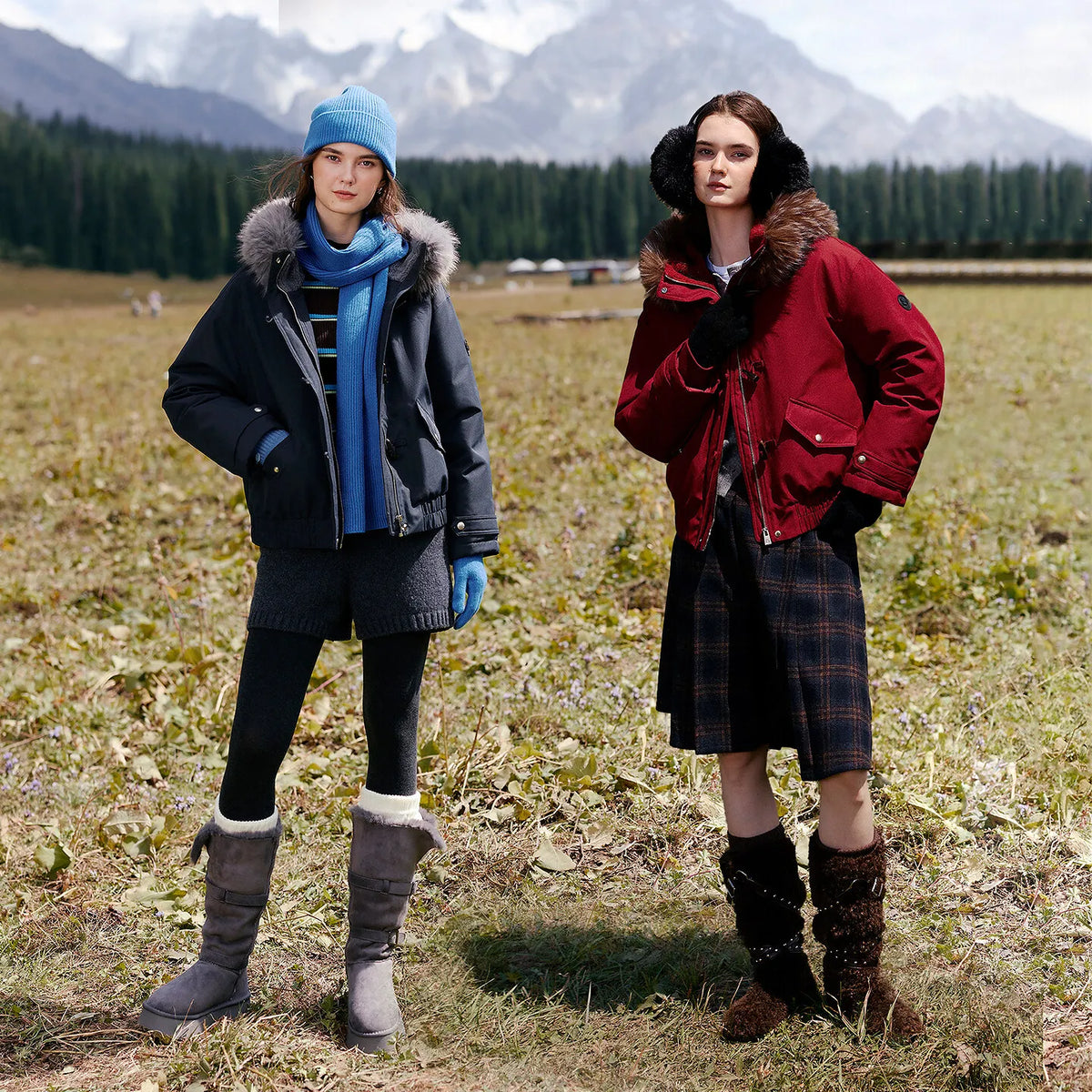 Shaggy-Trim Hooded Toggle Jacket