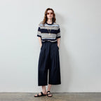 Cuffed Wide-Leg Cropped Pants