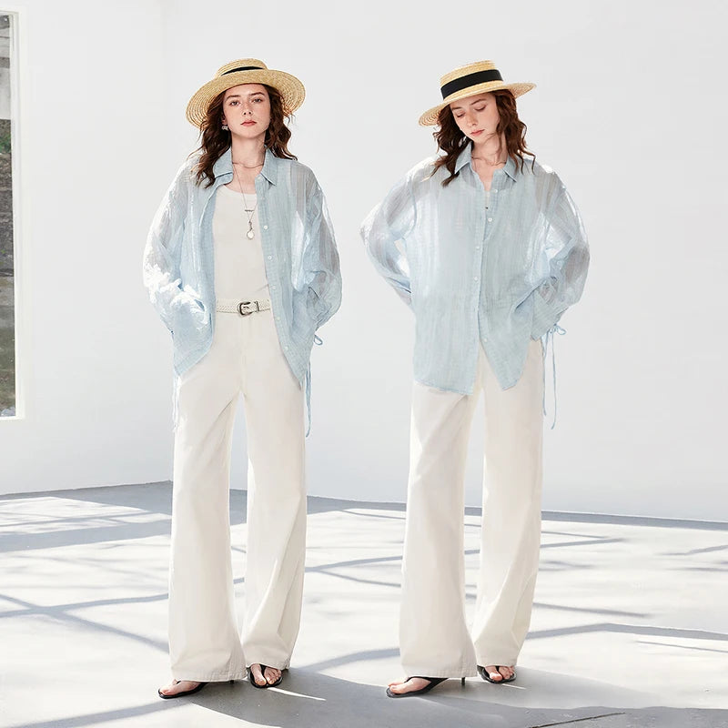 Sheer Balloon-Sleeve Shirt