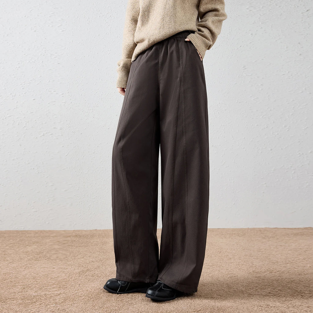 Seam-Detail Barrel-Leg Pants