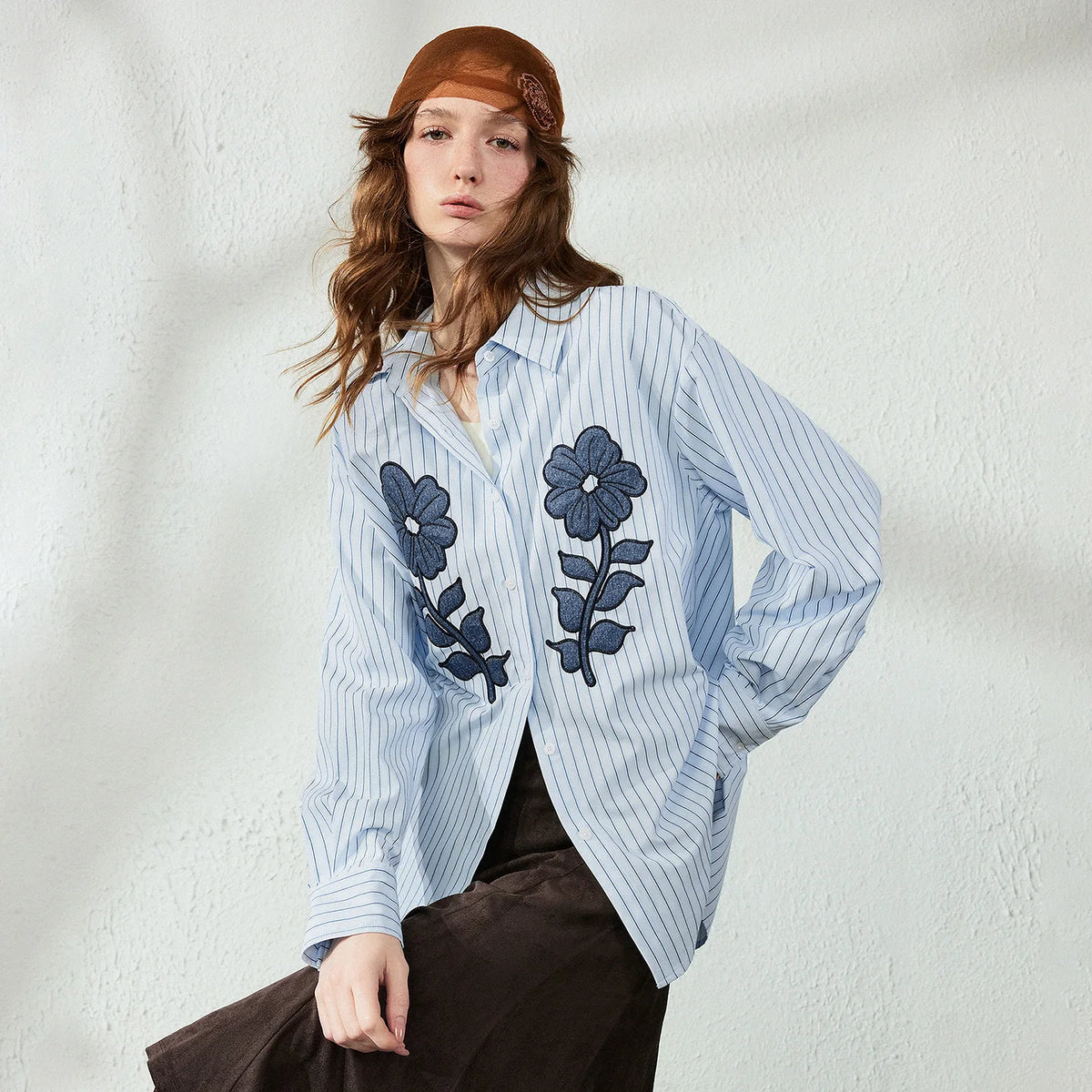 Floral Patch Striped Shirt