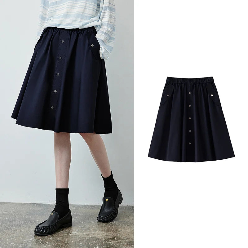 Button-Front A-Line Skirt