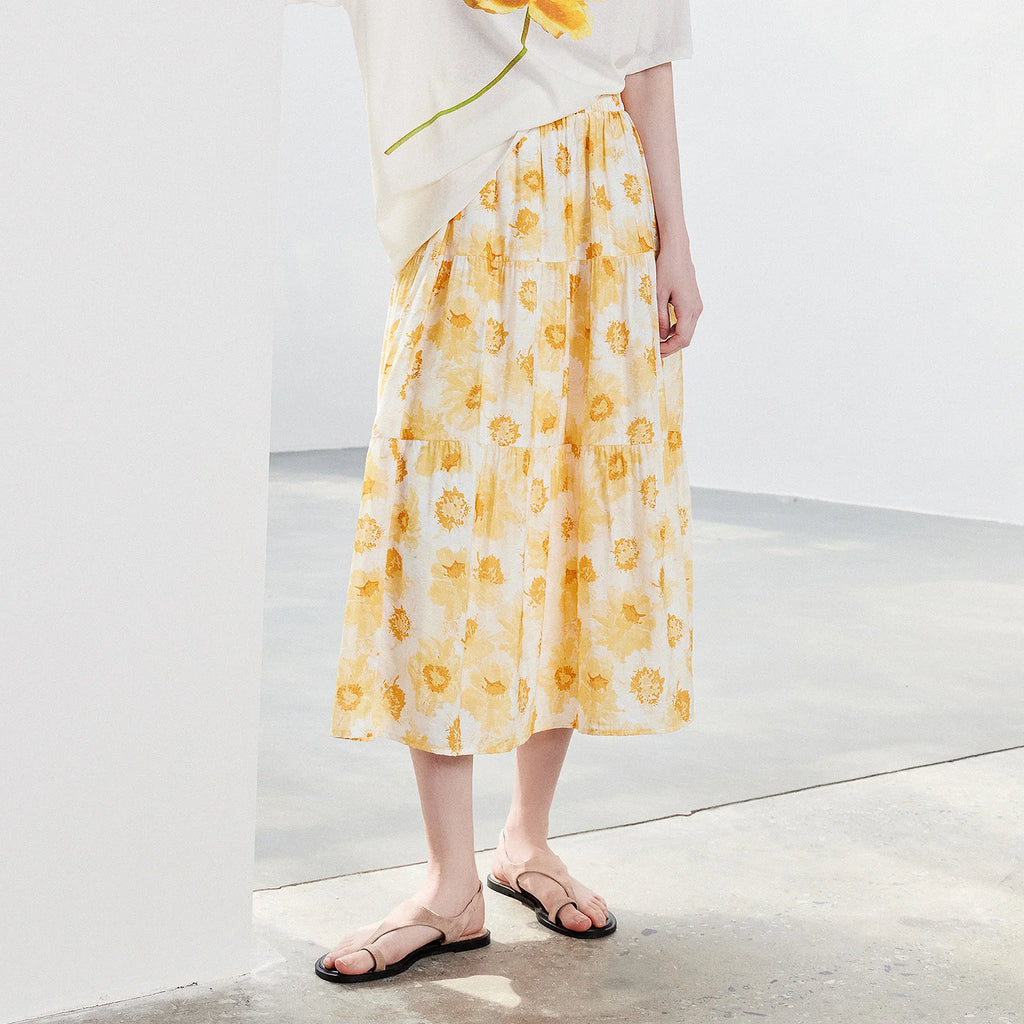 Floral A-Line Midi Skirt