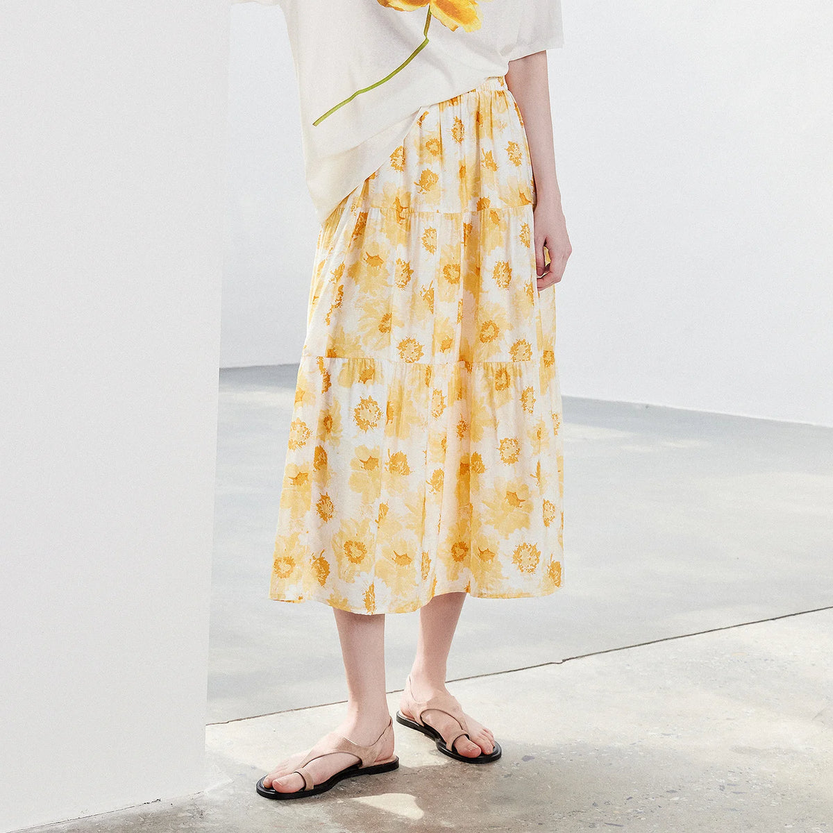 Floral A-Line Midi Skirt