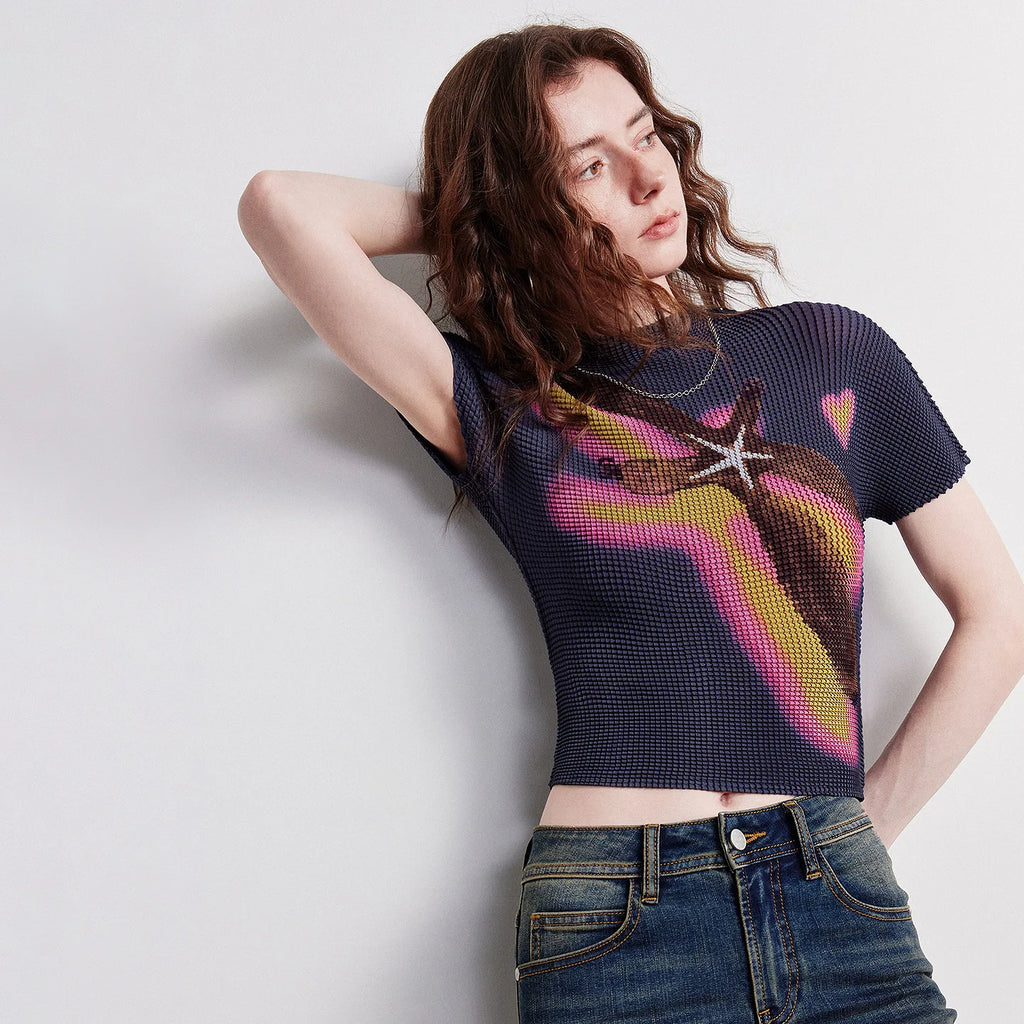 Starfish-Print Ribbed Tee