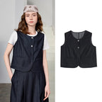 Button-Front Sleeveless Vest