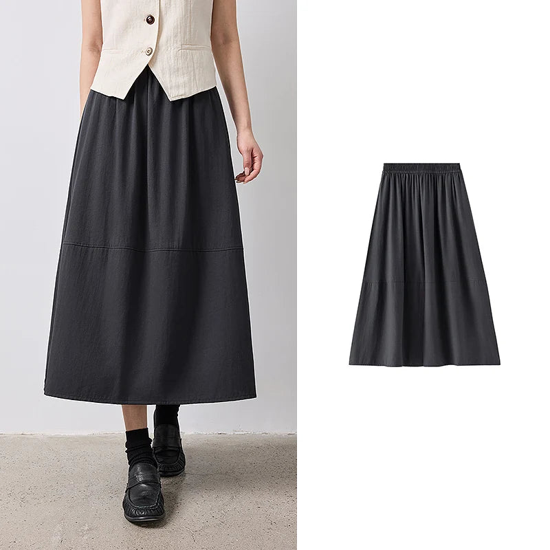 Gathered-Waist Midi Skirt