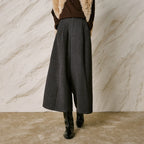 Pleated Cropped Wide-Leg Pants