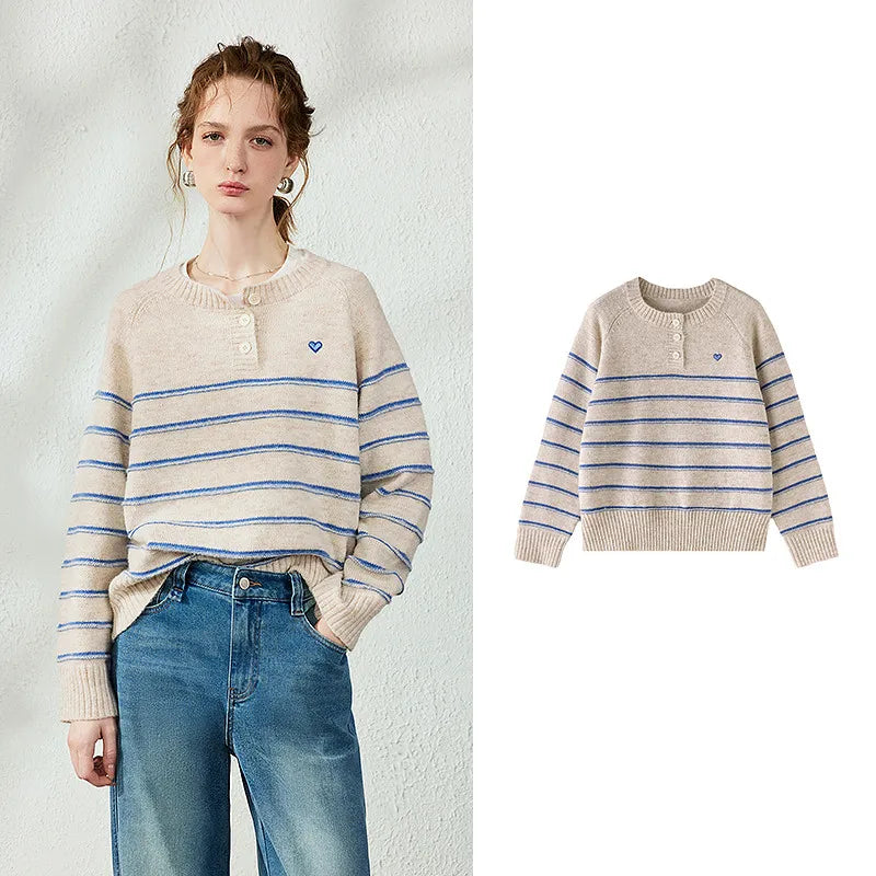 Striped Henley Knit Top