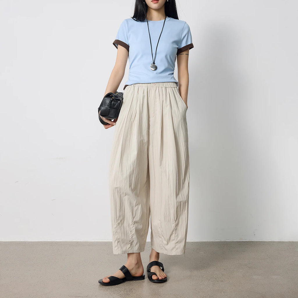 Cropped Barrel-Leg Pants
