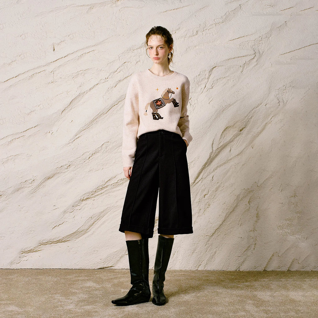 Cuffed Wide-Leg Culottes