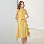 Sleeveless Draped-Waist Midi Dress
