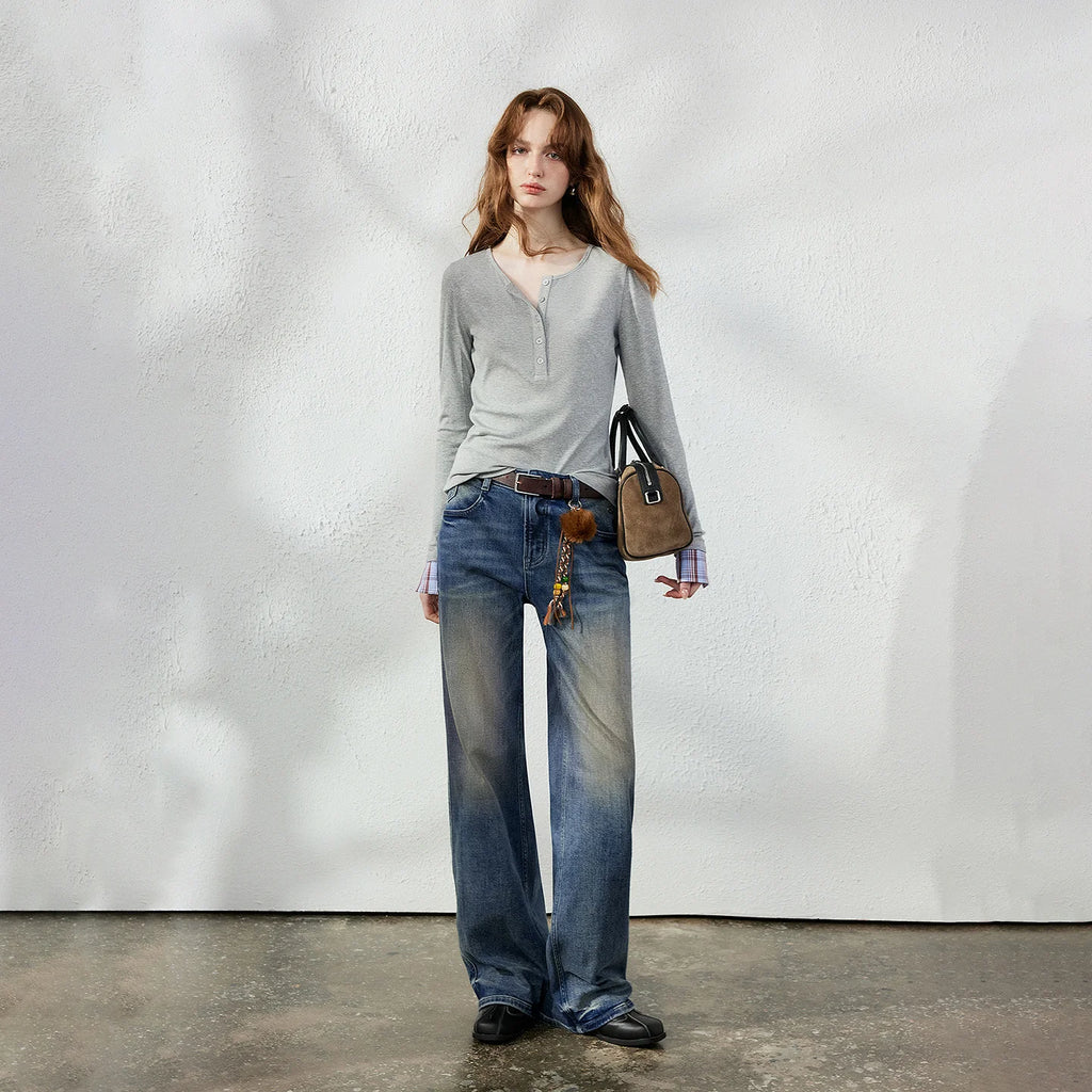 Washed Wide-Leg Jeans