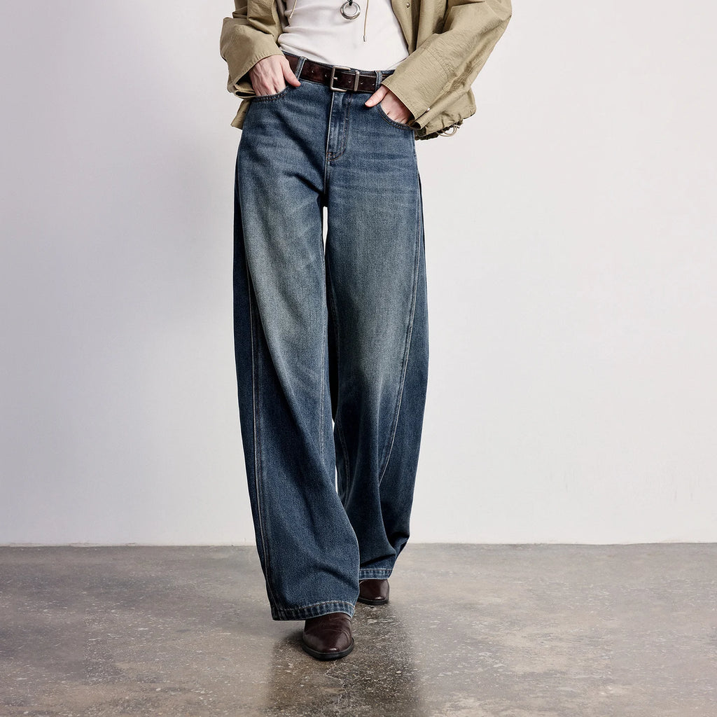 Seamed Wide-Leg Jeans