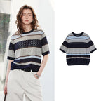 Textured Striped Knit Tee