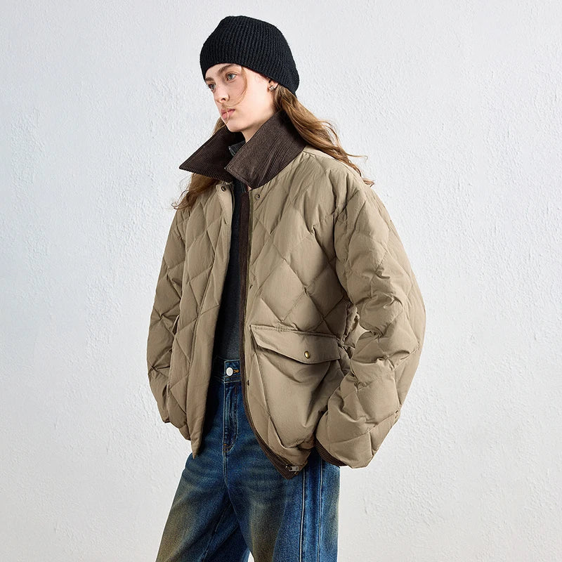 Shaggy-Collar Quilted Jacket