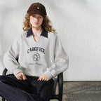 Contrast-Collar Graphic Sweatshirt