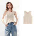 Open-Knit Crewneck Tank Top