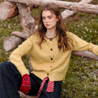 Contrast-Trim Textured Cardigan