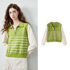 Striped Layered-Look Knit Polo