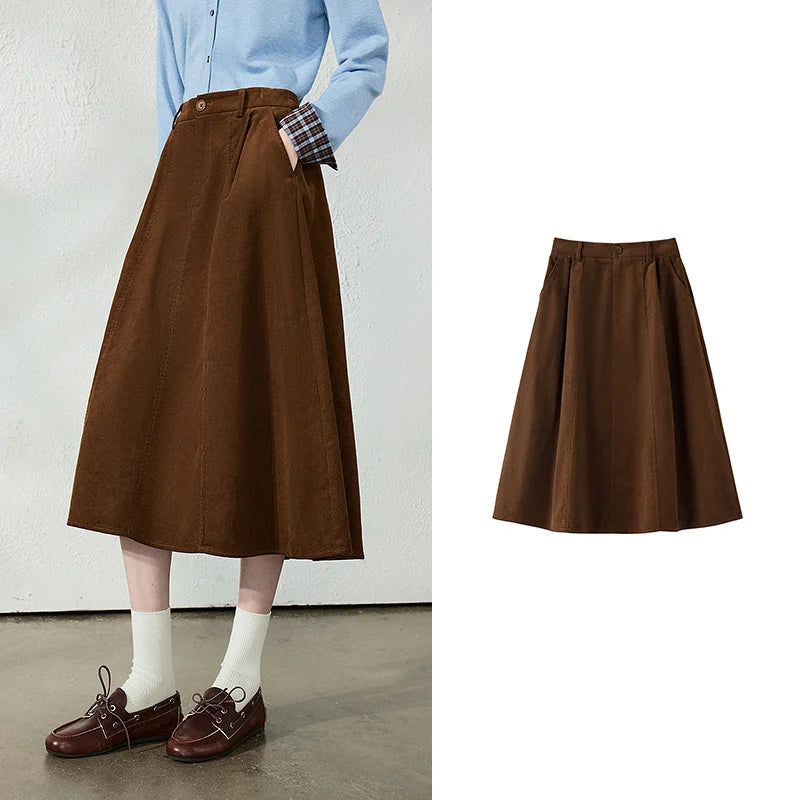 Paneled A-Line Midi Skirt