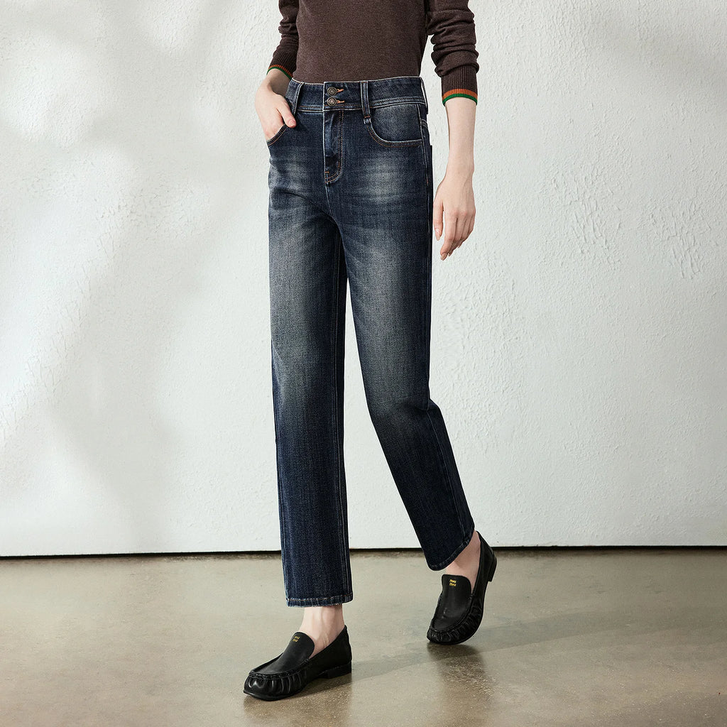 Cropped Slim Straight-Leg Jeans