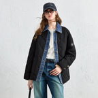 Denim-Trim Quilted Jacket