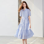 Tiered Short-Sleeve Shirt Dress