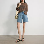 Wide-Leg Denim Shorts